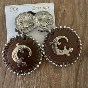 Vintage Handcrafted Southwestern Clip On Earrings